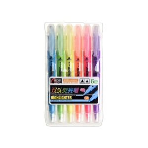 Bolígrafo fluorescente promocional Resaltador Rotulador Cincel y resaltador redondo de 6 colores Juego de Resaltadores de doble punta