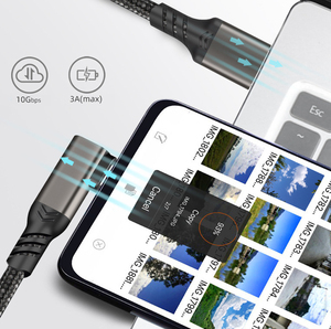 Usb C Type c Right Angle 90 Degree Elbow Fast Charging <strong>Cable</strong> Braided Nylon Wire Data <strong>Cable</strong> Metal Usb a to Type C <strong>Cable</strong>