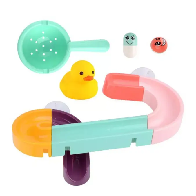 Baby shower bath pinch little yellow duck 12PCS assemblato bagno track giocattoli di plastica
