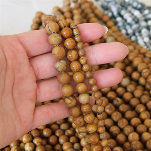 Prix usine naturel brun clair pétrifié bois pierre ronde perles en vrac pour la fabrication de bracelets - Product Image 5