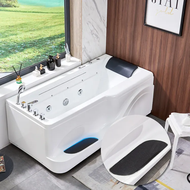 Baignoire de massage acrylique en gros avec poignée bain à remous à jets profonds bains à remous grand spa pour 1 personne