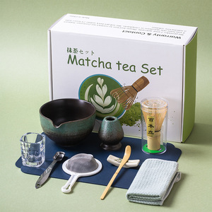 定制徽标4 10 pcs日本手工抹茶套件传统瓷器礼仪抹茶陶瓷茶碗和搅拌器支架套装 - Product Image 6