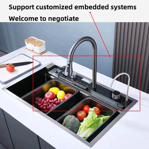 Modern popüler büyük tek Slot İşlevli lavabo Anti-Scratch LED fincan yıkayıcı ile dijital ekran şelale mutfak lavabo - Product Image 2