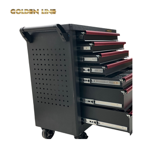 金线经典金属7抽屉滚轮工具柜ODM车间用粉末涂层钢箱铁手柄盒 - Product Image 6