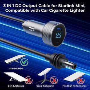 Starlink สายเคเบิลขนาดเล็ก3 in 1ในรถที่ชาร์จไฟ DC อะแดปเตอร์ที่จุดบุหรี่12V-48V พร้อมจอแสดงผลดิจิตอลสำหรับรถบรรทุกและรถยนต์ - Product Image 6