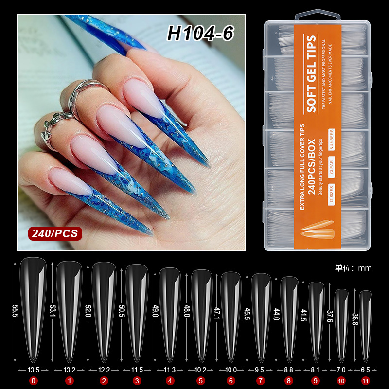 240 uñas postizas extra largas con punta H104-6