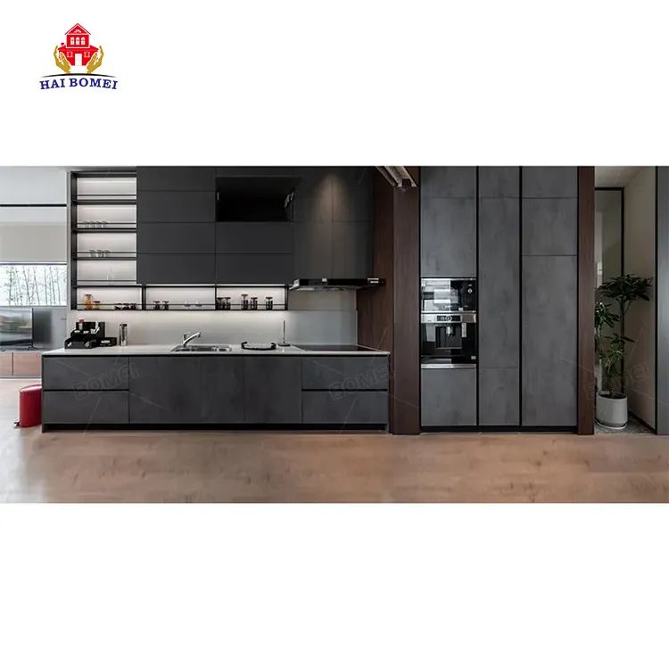 Сборный умный ЧЕРНЫЙ Итальянский кухонный шкаф небольшой на заказ модульный современный роскошный плоский набор кухонных шкафов Китай комплектации