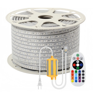 RGB renkli uzaktan kumanda 5050 60D 8mm 220v yüksek gerilim açık IP65 su geçirmez esnek diy kesim <span class=keywords><strong>led</strong></span> şerit işık <span class=keywords><strong>100m</strong></span>
