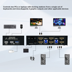 JideTech 2端口双显示器KVM交换机HDMI2.1支持8K @ 60Hz 4K @ 144Hz，USB 3.0 HDMI KVM交换机2显示器2台电脑 - Product Image 3