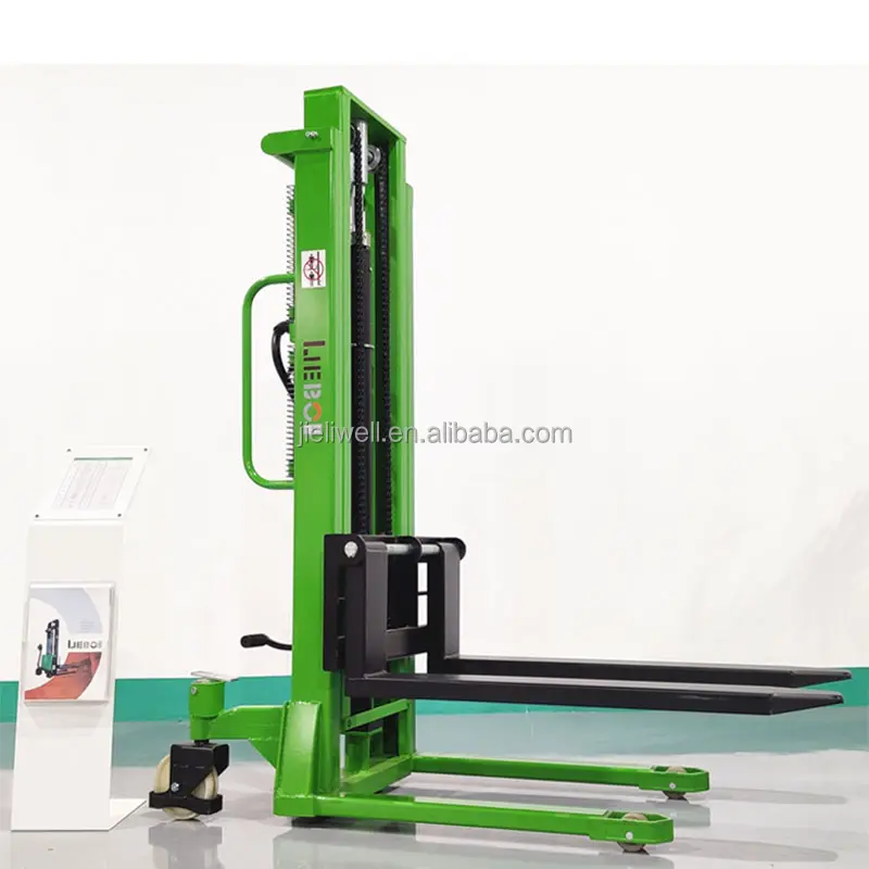 LIEBO hand Manual pallet operated stacker hydraulic 1 ton 1.6m lifting pallet stacker forklift