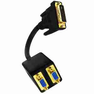 DVI to <strong>VGA</strong> *<strong>2</strong> Twin Connection Cable. <strong>VGA</strong> Computer Connection Cable. DVI (24+5 Pins) Male to <strong>VGA</strong> (15 Pins) Female. - Product Image 3