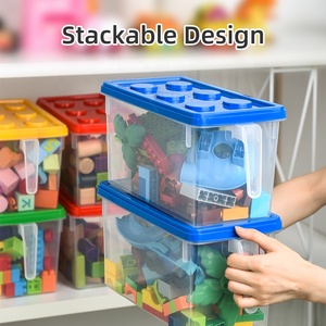 OEM Rentable Kids Organizer Estilo Saudável Moving <span class=keywords><strong>Plastic</strong></span> Storage Box <span class=keywords><strong>Handle</strong></span> <span class=keywords><strong>Lid</strong></span> Modern <span class=keywords><strong>Plastic</strong></span> Bin Tote Crate para Uso de Cozinha