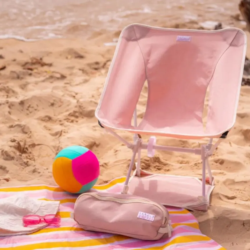 Nuevos productos al aire libre picnic viaje camping cómoda silla de playa portátil, silla de luna de montaje rápido estera de arena a juego