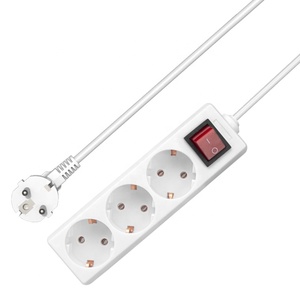 欧州標準電源タップEUプラグ2ピン3ウェイ出力スイッチ付き1.5m卸売延長ボードソケット - Product Image 1