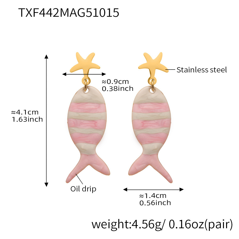 TXF442-Girly Pink Fish Earrings