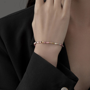 Verão arco-íris corda elástica corda mão jóias s925 prata dólar esmalte frisado pulseira para as mulheres
