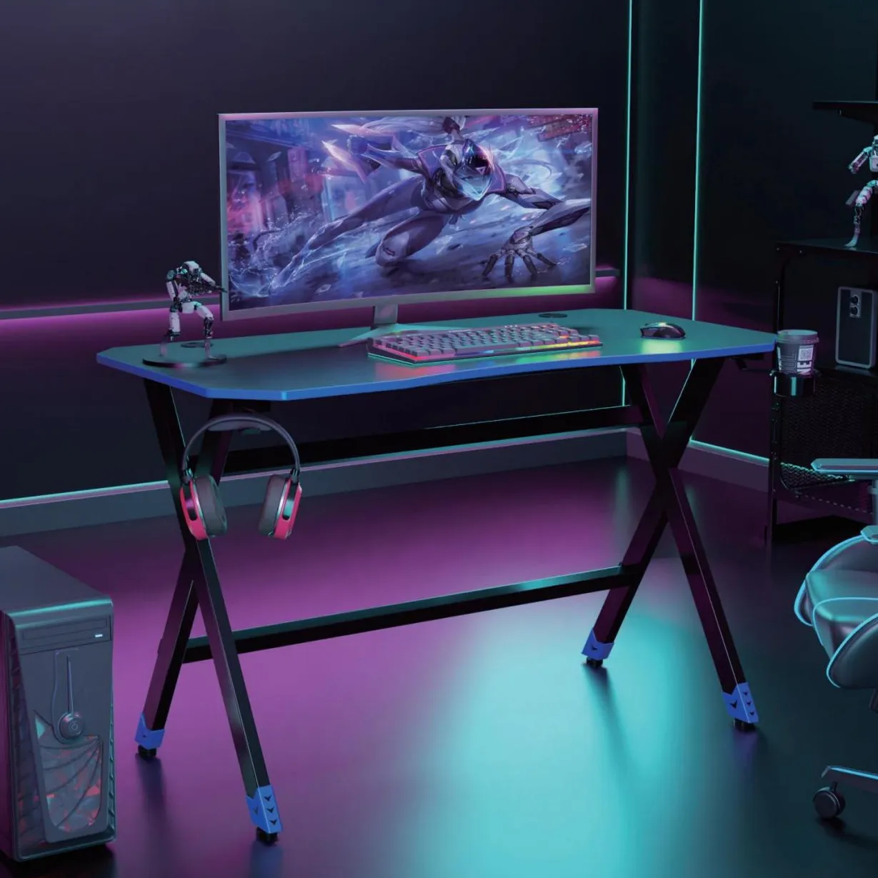 OEM ODM офисный ПК стол со светодиодной подсветкой Rgb компьютерный игровой стол для дома игровой стол