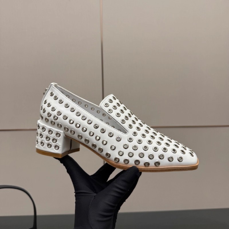 White chunky heel