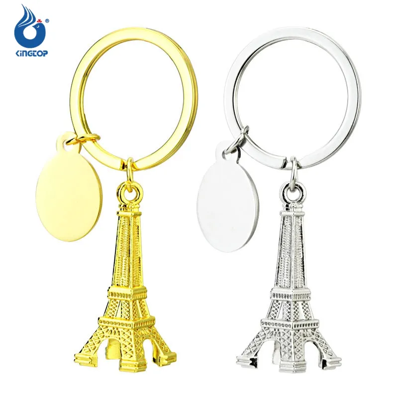 Kingtop 2024 Paris Touristen Souvenir Metallschlüsselanhänger Eiffelturm Arc de Triomphe Fußball Schlüsselanhänger Metallhandwerk individueller Schlüsselanhänger