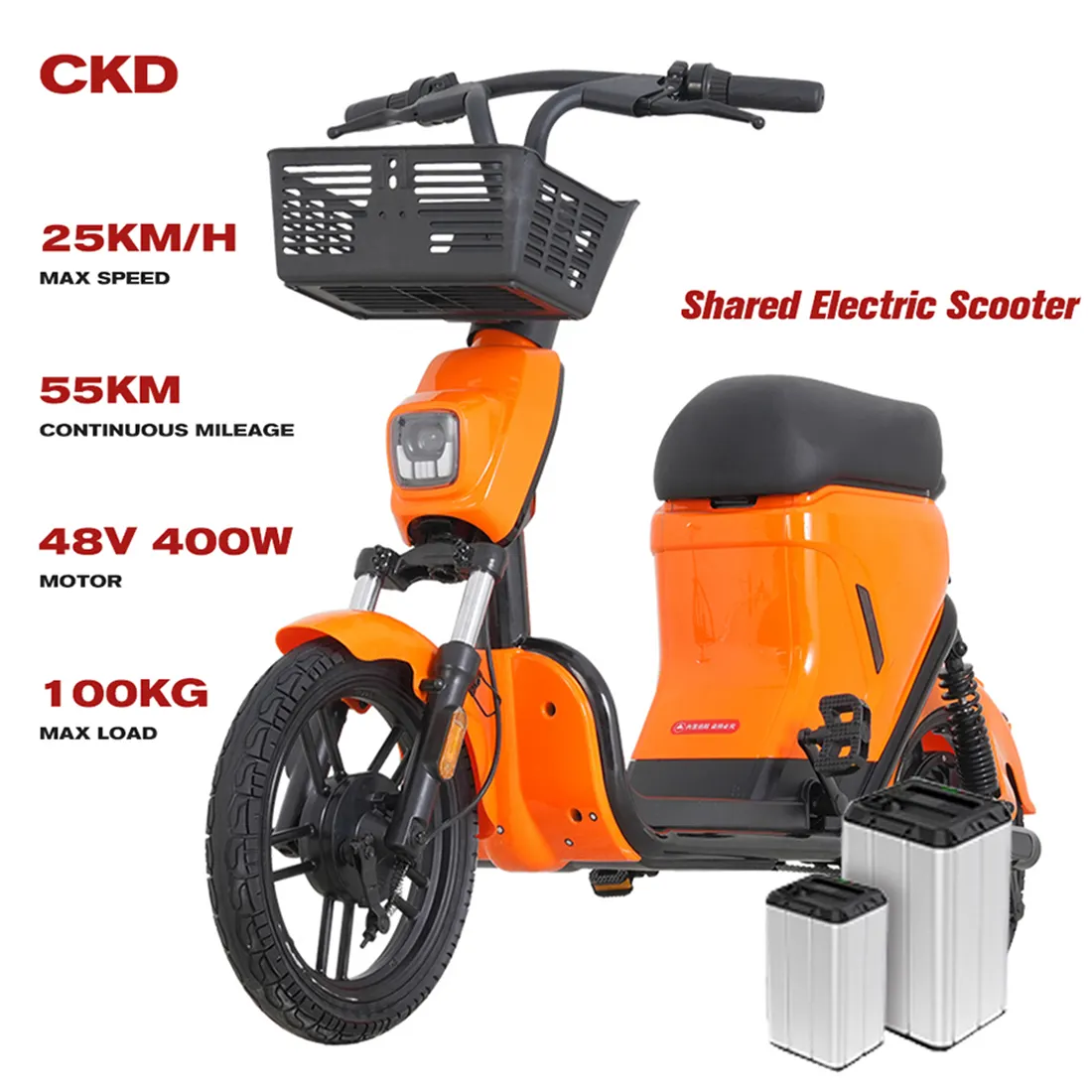 CKD produttore professionale affidabile 48v 400w 25 km/H forte Scooter elettrico condiviso per adulti