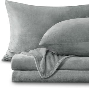 New Style Queen Size Grey Color Super Soft Flannel Fleece Fluffy <strong>Extra</strong> <strong>Plush</strong> 4 Pcs Bed Sheet Set - Product Image 6
