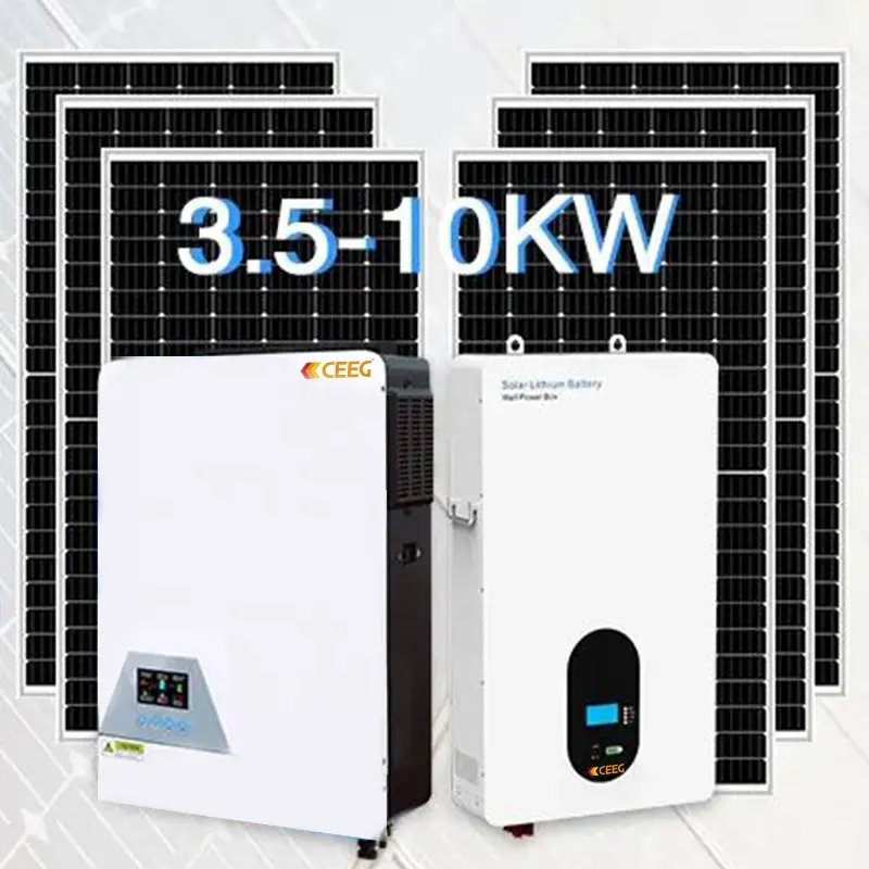 Casa 8kw 10kw 12kw no sistema de energia solar de grade kit completo de painel solar 3 fase 380v