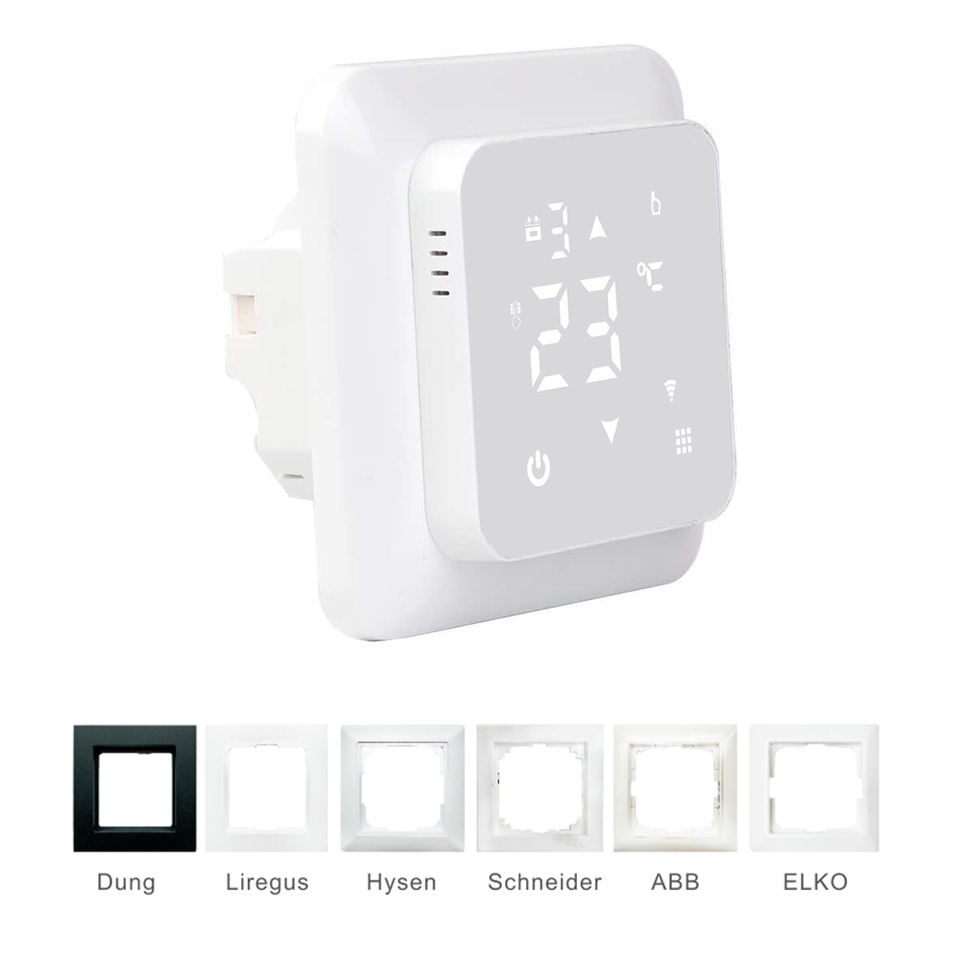 Tuya Wifi / ZigBee Smart Programmable Digital Heating/cooling Room Thermostat 55*55mm Panel Easily Replaces the Outer Frame