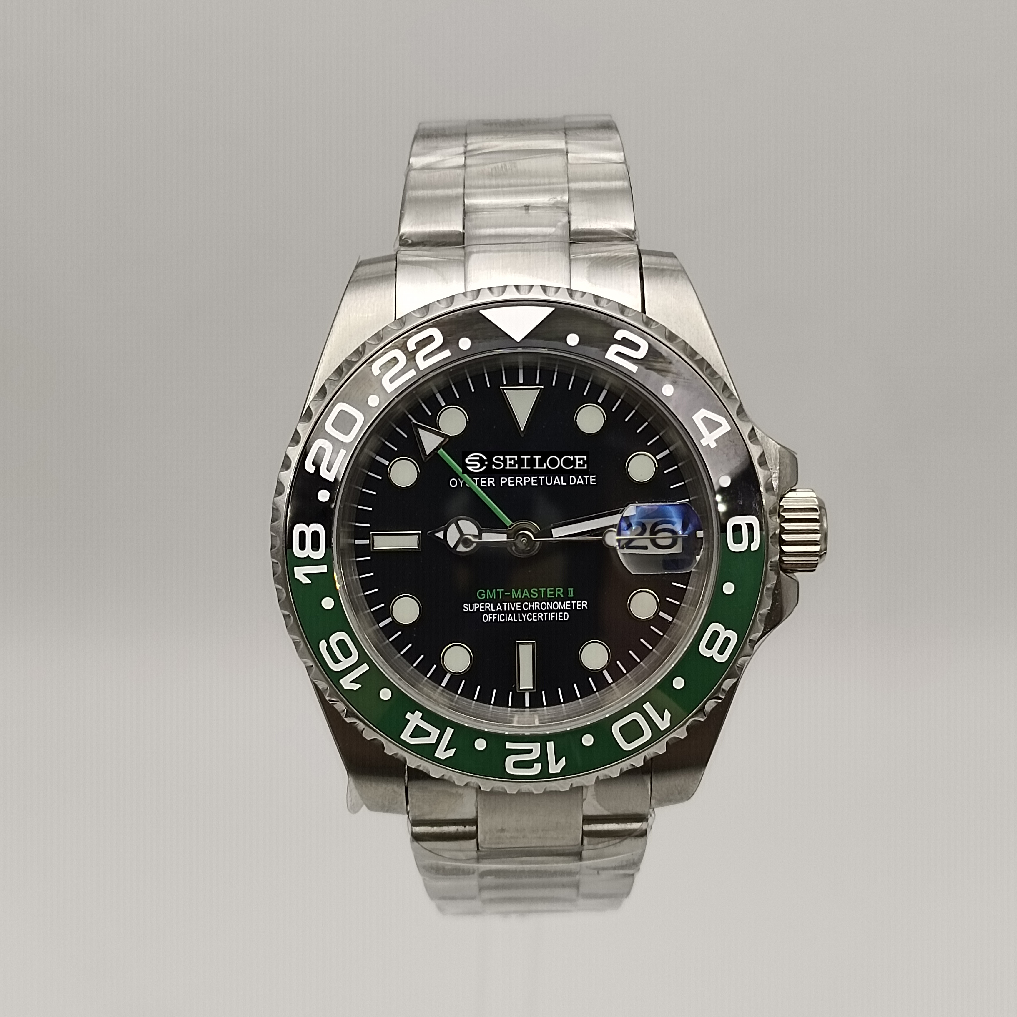 Silver Case+Black Dial+Green