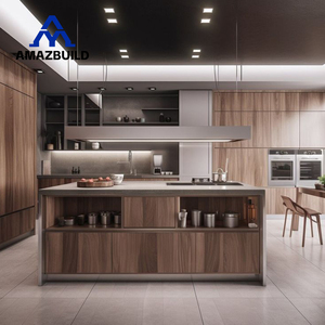 AMAZBUILD <strong>3D</strong> Effect <strong>Rendering</strong> <strong>Design</strong> Cabinets Island Table With Storage Custom Modern <strong>Design</strong> Lacquer Home Kitchen Cabinet - Product Image 3