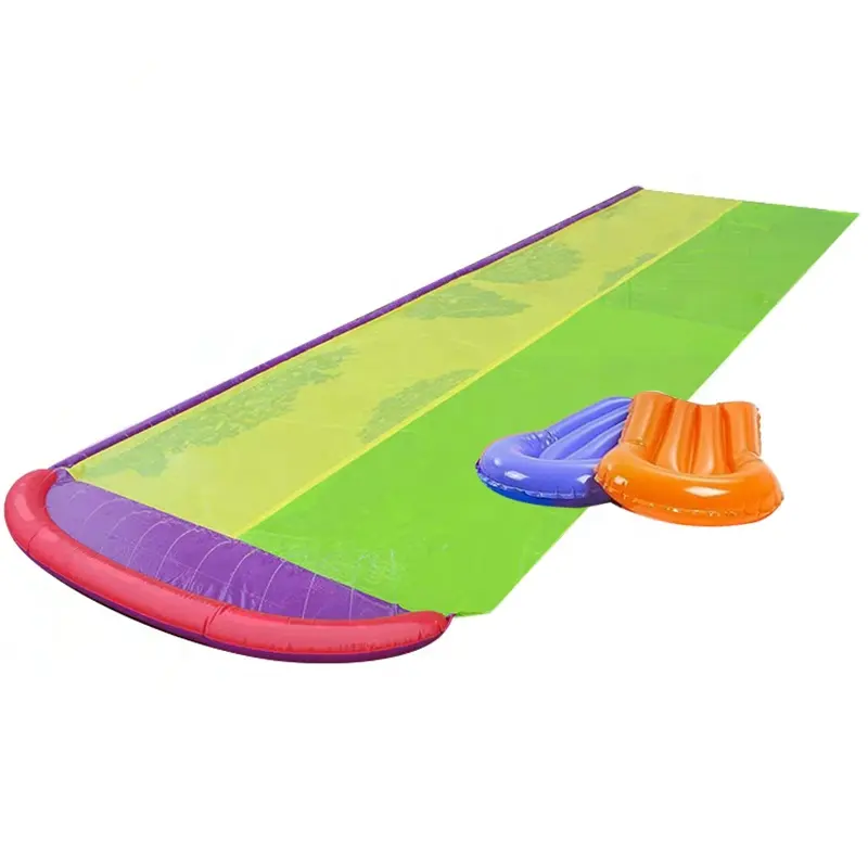 インフレータブルスリップとスライド裏庭のおもちゃダブルレーン16フィートプラスチック芝生インフレータブルウォータースリップスライド
