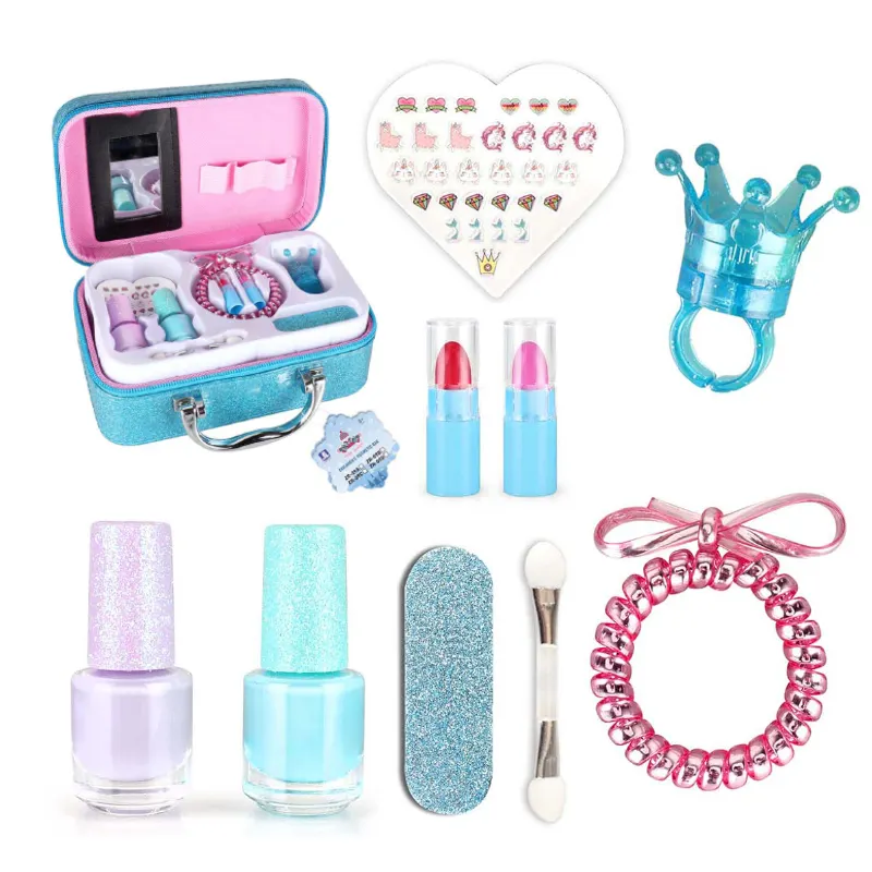 2023 GMPC Certified Princess Makeup Bag Girl Beauty Nail Set Pretend game Children's Safe Cosmetics Collection