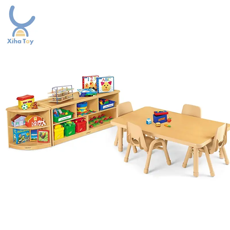 Xiha Daycare Kinderen Voorschoolse Meubels Houten Kid Montessori Kleuterschool Meubels Set Tafel Manipulatives Gebied