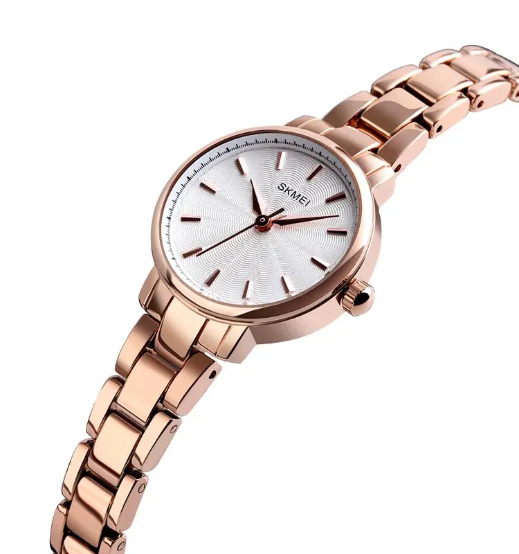 Skmei 1410 lady watch mujer relojes oro rosa bonito reloj de cuarzo