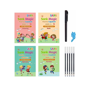 4PCS Wieder verwendbarer Stift Handschrift Kalligraphie buch Sank Magic Practice Copybook für Kinder Kind lernen Schrift Notizbuch - Product Image 4