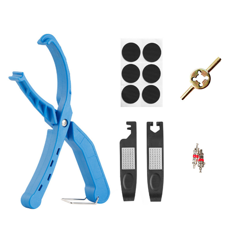 Extracteur de pneus avec patch de pneu et clé à valve bleue