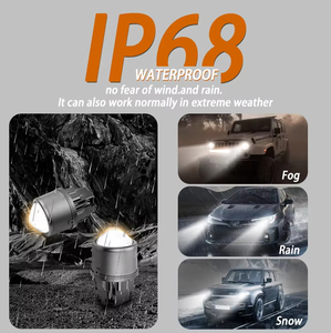 ไฟตัดหมอก LED แบบ Bi 3.0นิ้ว, มาใหม่ A80ไฟตัดหมอกพร้อมพัดลม3สีลำแสงสูงอัตโนมัติ60W เลนส์สำหรับขับขี่รถยนต์ - Product Image 4