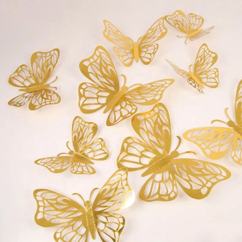 Autocollant mural papillon ajouré 3D bouquet creux en trois dimensions papillon décoration fournitures de fête