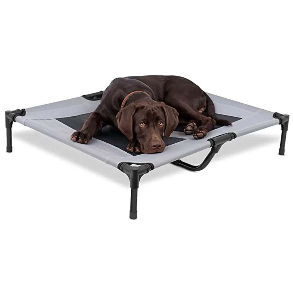 थोक ऑक्सफोर्ड कपड़े जाल कपड़ा सांस फ्रेम कुत्ते शिविर बिस्तर धातु चंदवा ऊंचा पालतू बिस्तर के लिए छोटे मध्यम बड़े नस्लों