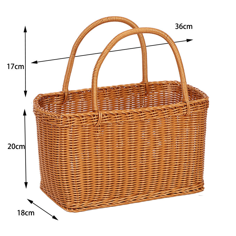 brown Large basket with hard handle