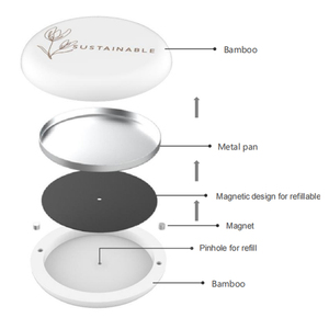 Eco Friendly Custom Round Magnetic Compostable Refillable Structure Bamboo Products Empty <strong>Make</strong> up Makeup <strong>Compact</strong> Packaging - Product Image 2