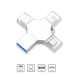 Grande capacità 64GB USB 3.0 Memory Stick 4-in-1 Mini metallo Flash Drive per Smartphone Computer Android PC - Product Image 2