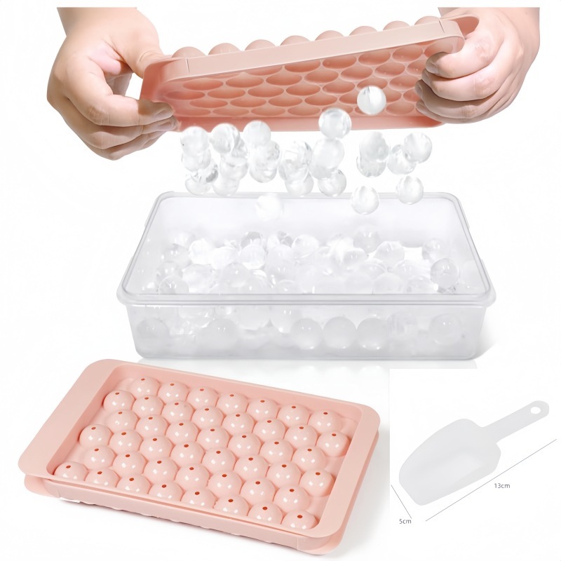 Pink*Medium--2-ball ice tray + ice box + ice shovel