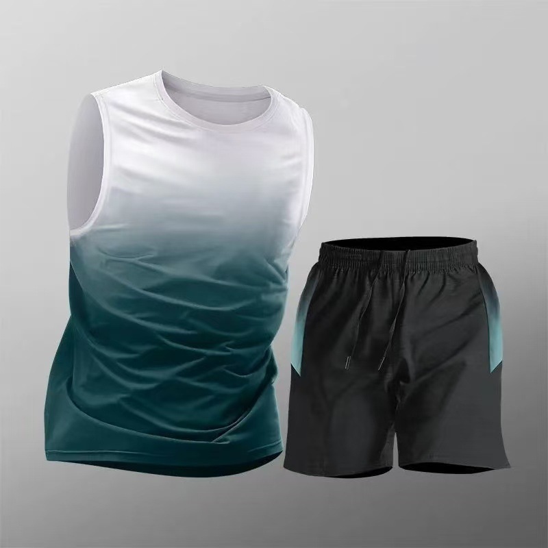 Gradient Green Tank Top Shorts Set