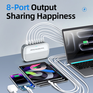 200W Desktop Charger with 8-Port <strong>Output</strong> Fast Charging Laptops and <strong>Multiple</strong> Devices <strong>USB</strong> Hub Flat Plug 100W 30W <strong>Output</strong> <strong>Power</strong> - Product Image 5