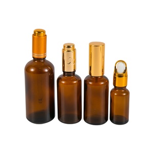 Frasco de vidrio vacío con cuentagotas, frasco de aceite esencial con estampado en caliente, ámbar, 5ml, 10ml, 15ml, 20ml, 30ml, 50ml, 100ml - Product Image 1