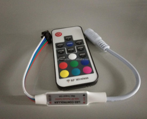 Customized RF17 Key Wireless <strong>Remote</strong> RGB <strong>Controller</strong> With 4 <strong>Wires</strong> SM4P Female Connector Mini RGB LED <strong>Controller</strong> - Product Image 1