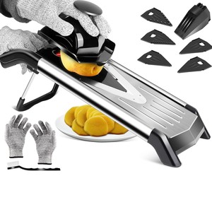 <strong>5</strong>-in-<strong>1</strong> Stainless Steel Vegetable Chopper Onion Garlic Peeler Potato Masher Tomato Cutter Cheese Grater Lemon Slicer Tool Set - Product Image 1