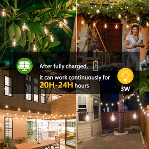 Nuevo diseño 52ft 15M 25 piezas st38 Edison bombilla <span class=keywords><strong>led</strong></span> guirnalda Cadena de luz al aire libre con energía solar luces impermeables