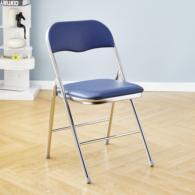 Electroplated silver frame with blue leather surface