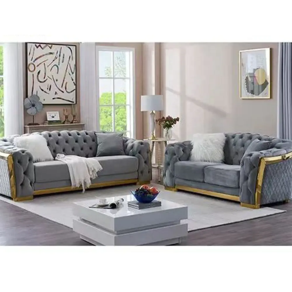 Tianung conjunto de sofá de canto de veludo, conjunto moderno de veludo com seccionais para mobiliário 1 + 2 + 3 sofá de veludo para sala de estar